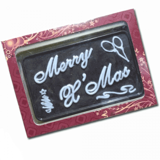 Handmade merry christmas  greeting chocolate