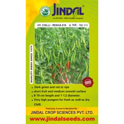 Jindal Chilli Hybrid Seeds(mirch Seeds)-Rekha (919)-10GM