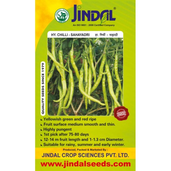 Jindal Chilli Hybrid Seeds(mirch Seeds)-Sahayadri-10GM
